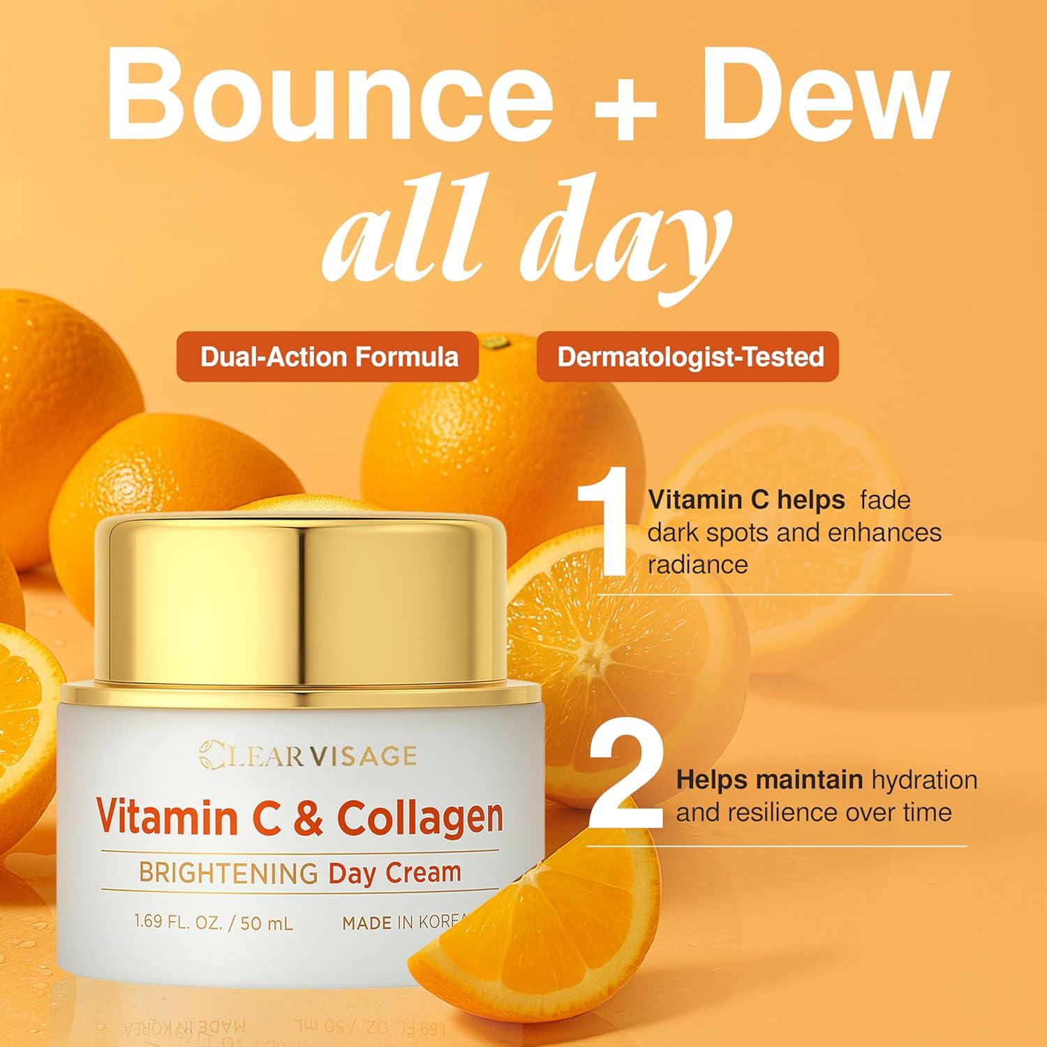 Vitamin C Moisturizer For Face - Dermatologist Tested, with Collagen - Anti-Aging Face Cream, Ultra Hydrating, Brightning, Fine Lines & Wrinkles Treatment - Clean Beauty, Korean Skin Care - Image 3