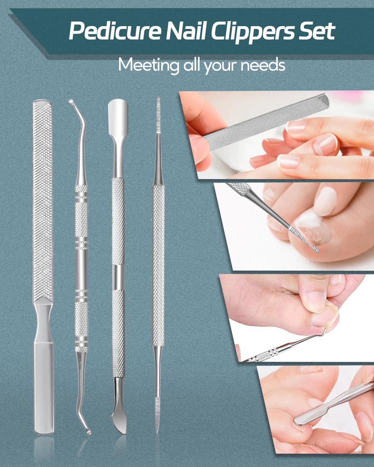 Toenail Clippers for Seniors Thick Toenail, Podiatrist Toe Nail Clipper Kits for Adult, Men, Women, Super Sharp Curved Blade Large Nail Tools, at Home Ingrown Toenail Remove Kit, 6 Pieces - Image 5