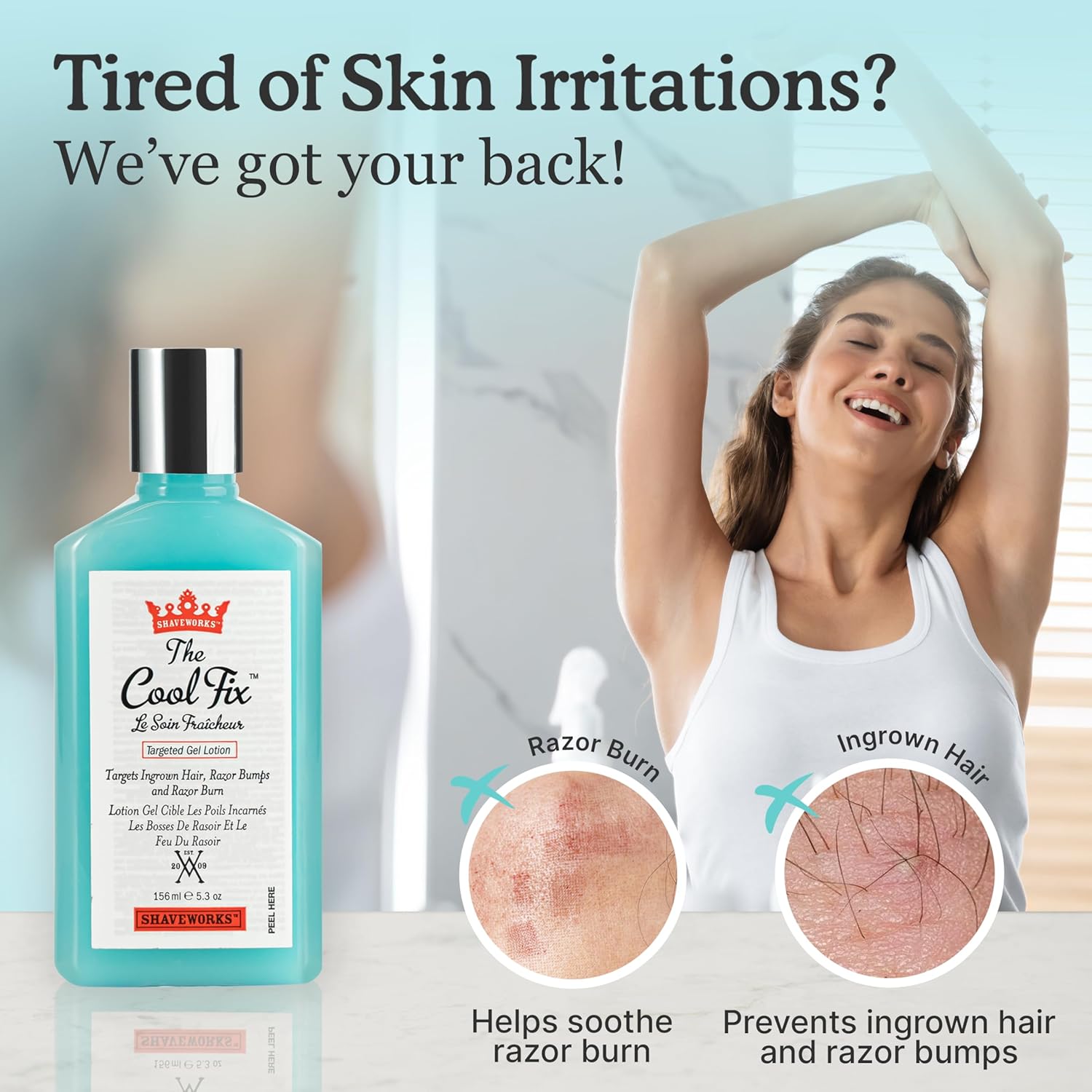 Shaveworks The Cool Fix Aftershave for Women: Pubic Hair Removal, Razor Bumps, Razor Burns, Ingrown Hair Treatment – After Shaving Post Waxing Bikini Area Moisturizing Skin Care Gel 5.3 Fl Oz - Image 2