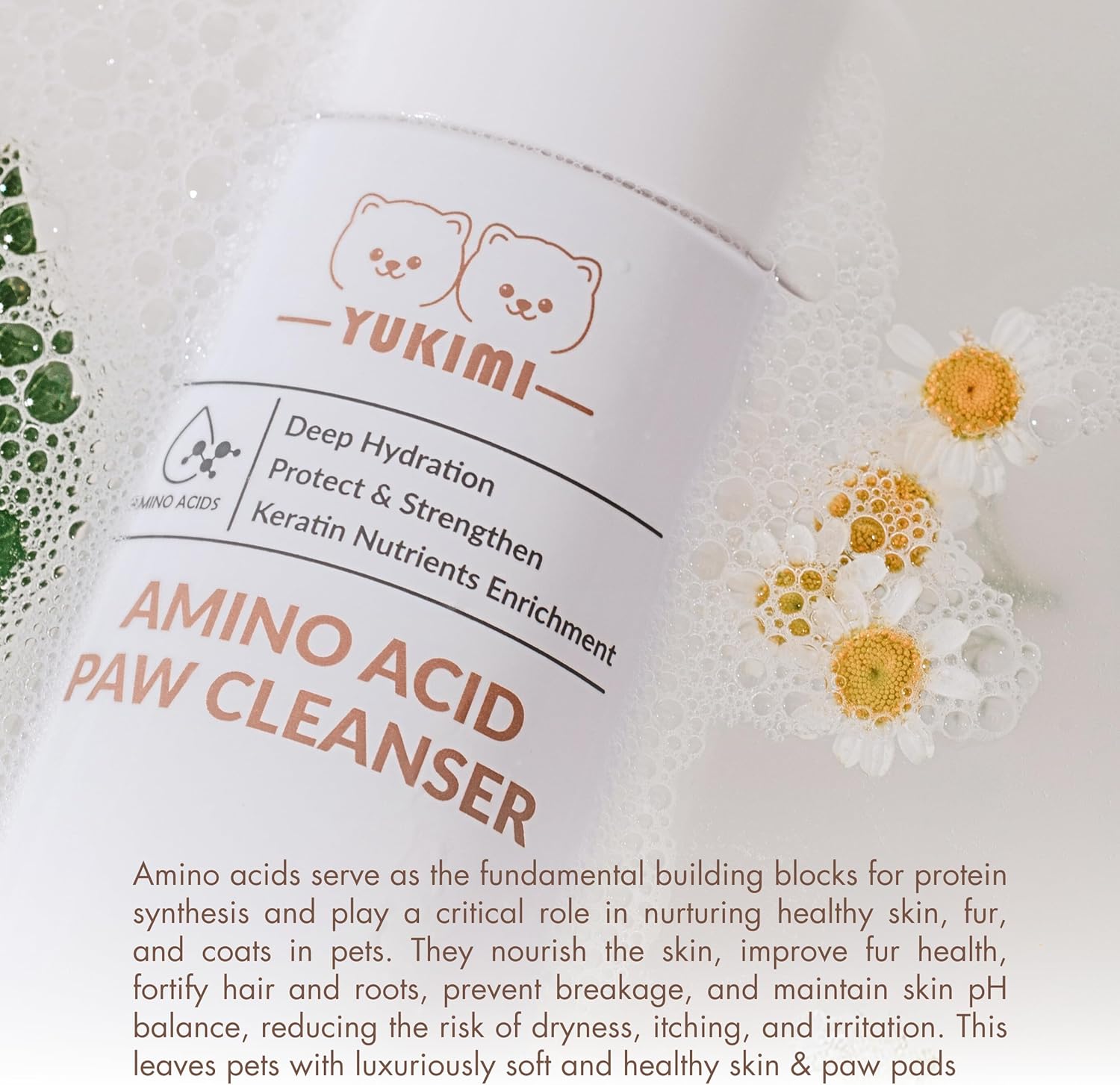 YUKIMI Premium Amino Acid Paw Cleanser with Silicone Bristle Brush for Dogs & Cats | Dermatologist Certified Hypoallergenic | Hydrating, Soothing, Deodorizing, Moisturizing | pH Balanced - 5.0 Fl Oz - Image 6