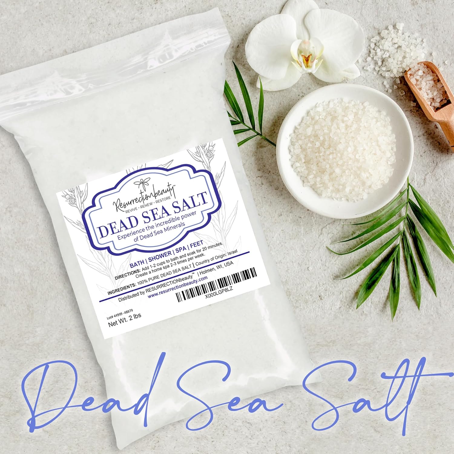 RESURRECTIONbeauty 100% Pure Dead Sea Salt, Bulk Bath Salts for Home Spa & Salt Scrub, Bath & Foot Soak, 2 lb - Image 7