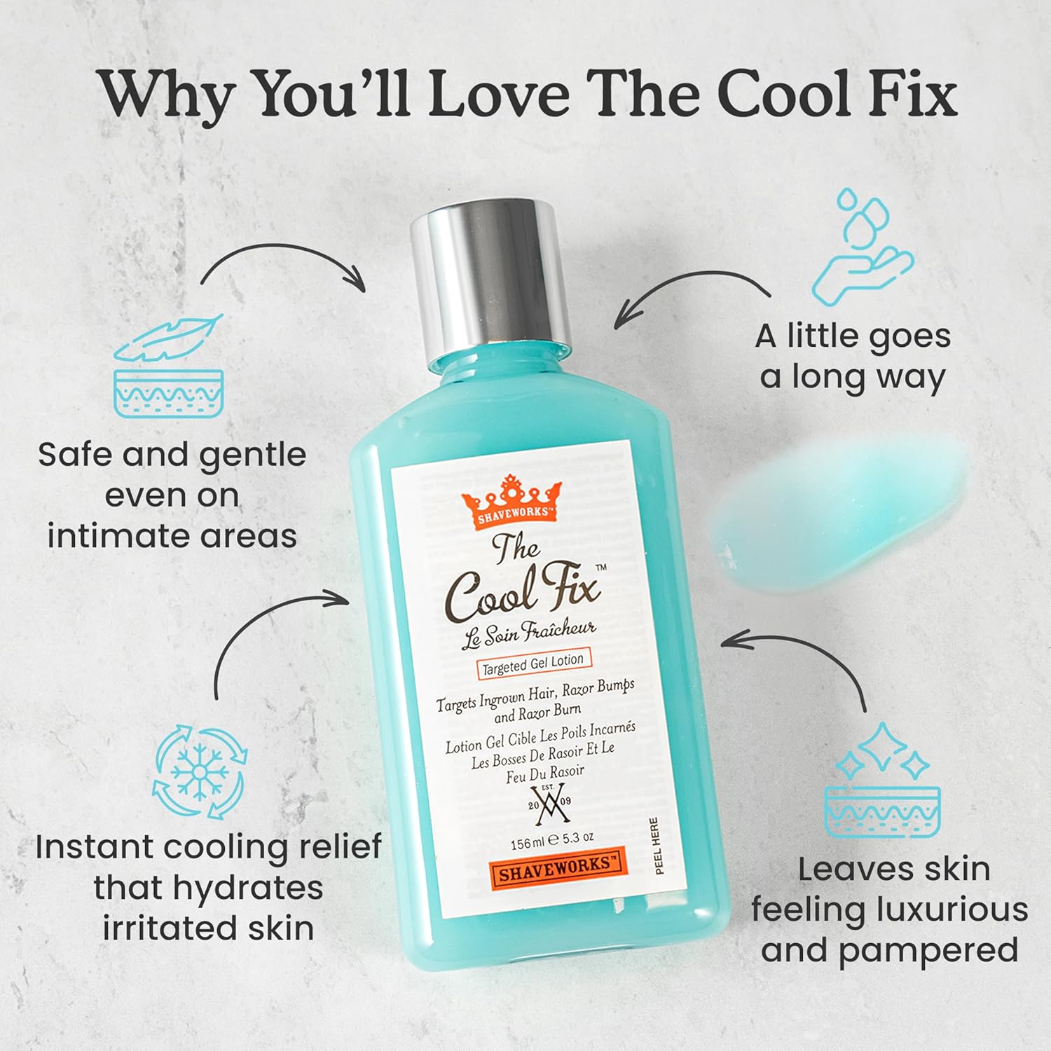 Shaveworks The Cool Fix Aftershave for Women: Pubic Hair Removal, Razor Bumps, Razor Burns, Ingrown Hair Treatment – After Shaving Post Waxing Bikini Area Moisturizing Skin Care Gel 5.3 Fl Oz - Image 3