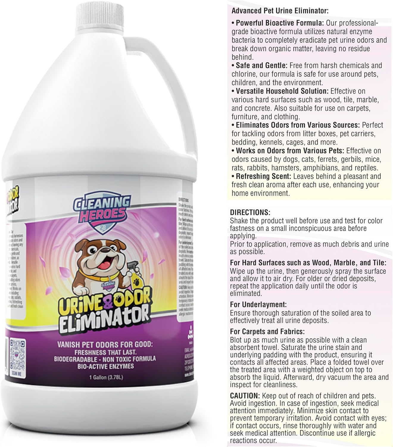 Enzymatic Pet Carpet Cleaner and Urine Odor Eliminator 128oz Spray for Cats and Dogs - Image 2