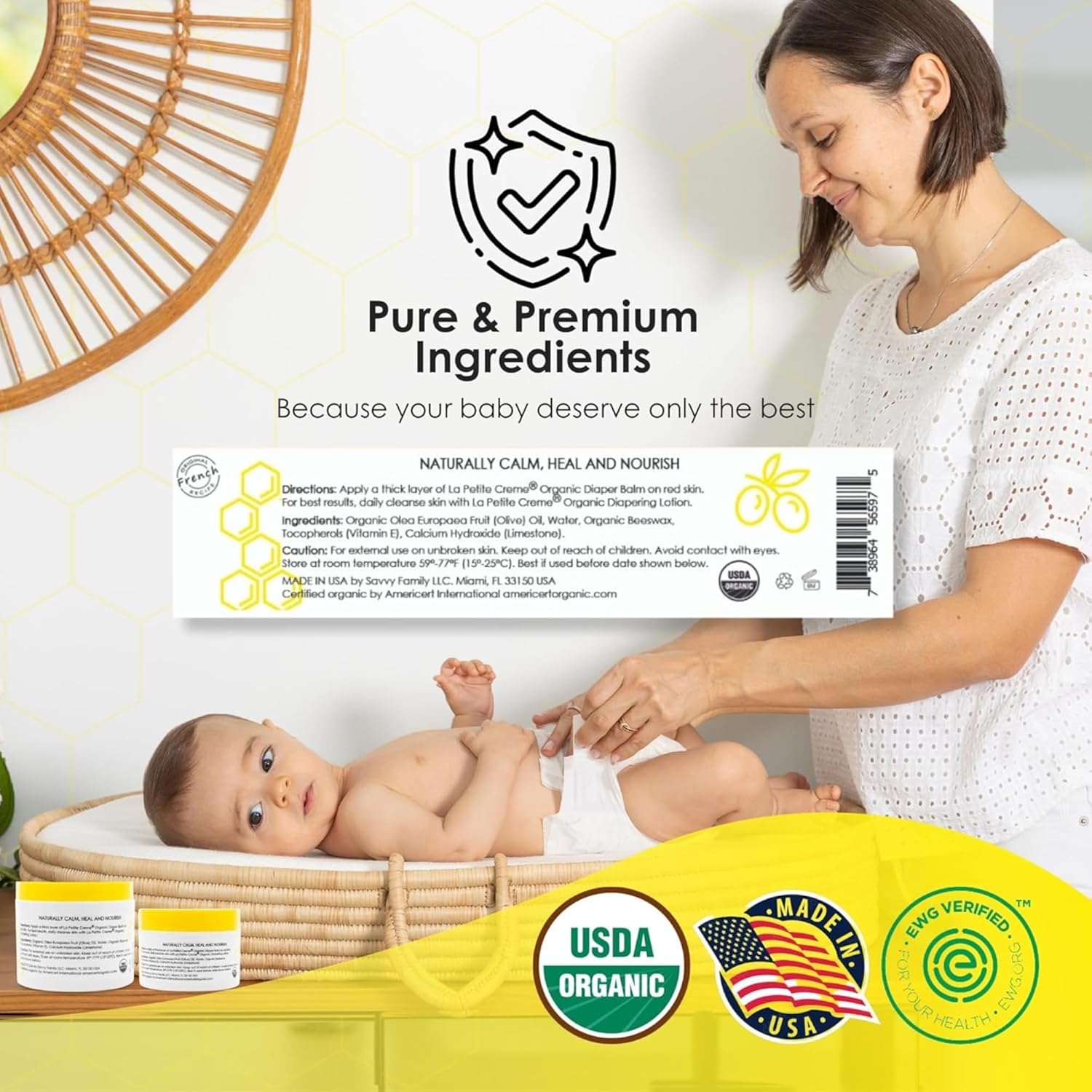 La Petite Creme Organic Diaper Balm 1 oz - Healing Nourishing Baby Lotion - Image 2