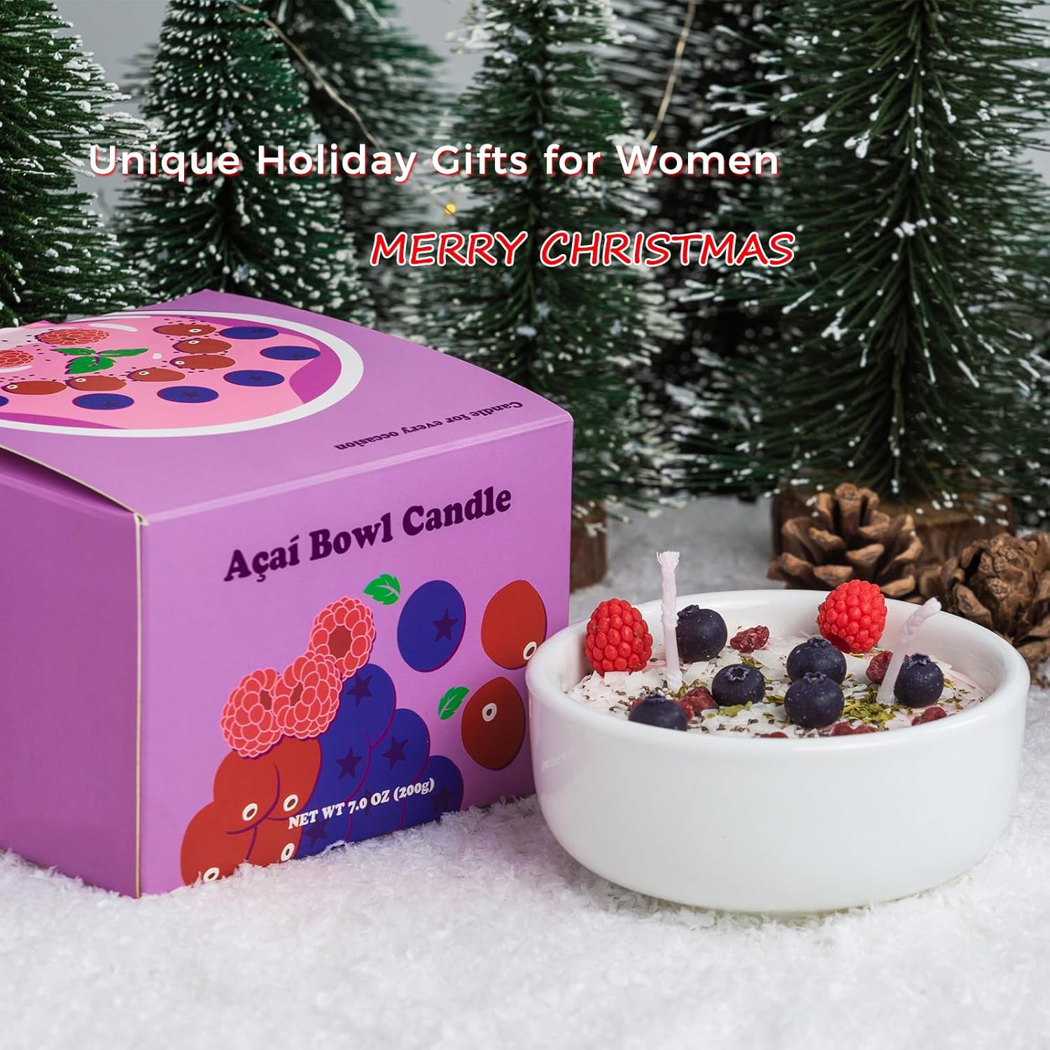 Soy Candle Fruit Yogurt Bowl with 2 Wicks - Blueberry Raspberry Cranberry Scent Gift - Image 6