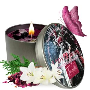 Lady of Death Santa Muerte Candle | Spiritual Offering Scented Candle for Love, Protection and Open Roads | Soy Candle Non Toxic | Aromatherapy Candle | Hoodoo Pagan Wicca (16 oz)
