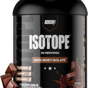 REDCON1 Isotope 100% Whey Isolate, Chocolate - Keto Friendly Whey Protein Powder - Low Carb + Zero Added Sugar Whey Protein Isolate - Keto Protein Powder (30 Servings)