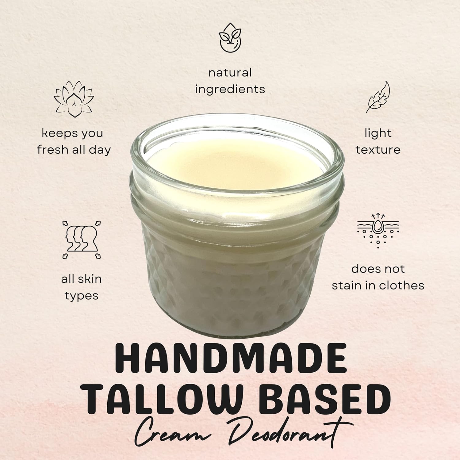 Michelle's Creatives Handmade Tallow Cream Deodorant - Clean Deodorant for Women & Men - Natural Aluminum Free Deodorant - Deodorants Without Aluminum - Ideal for Athletes, Teens- 4 oz (Lavender Sage) - Image 3