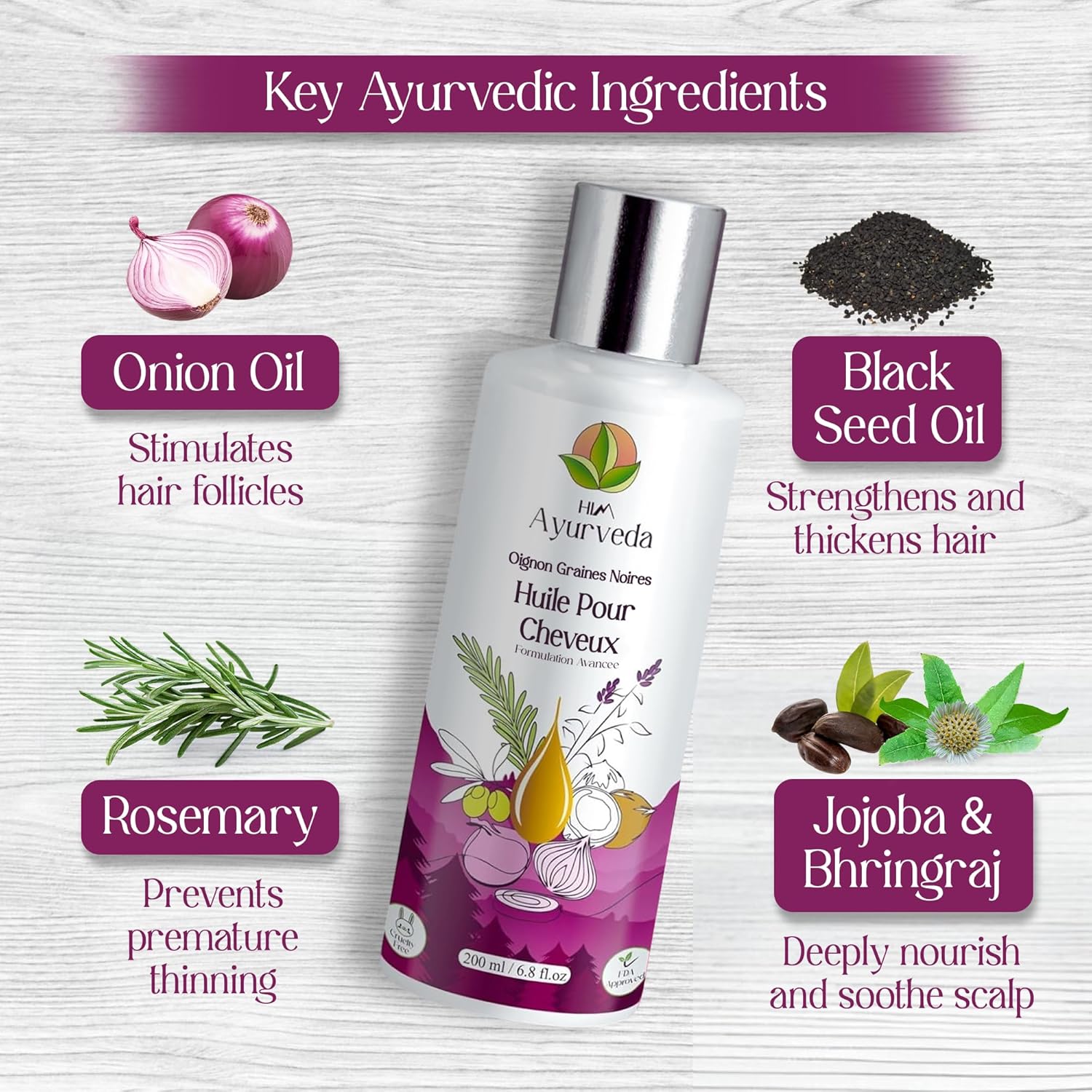 Advanced Onion Black Seed Hair Oil with Rosemary | Red onion Hair Oil for Stronger Hair| Infused with 25+ Herbs, Onion & Black Seed | SLS & Paraben Free | 200ML | (pack of 1) - Image 7