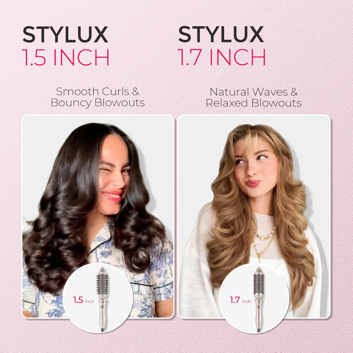 TYMO Thermal Brush Curling Brush - STYLUX 1.5 Inch Blowout Volumizer with Flexi-Fit for Hair Straightening, Heated Round Styler Tool, Hair Straightener and Curler 2 in 1, Dual Voltage, Gold - Image 5