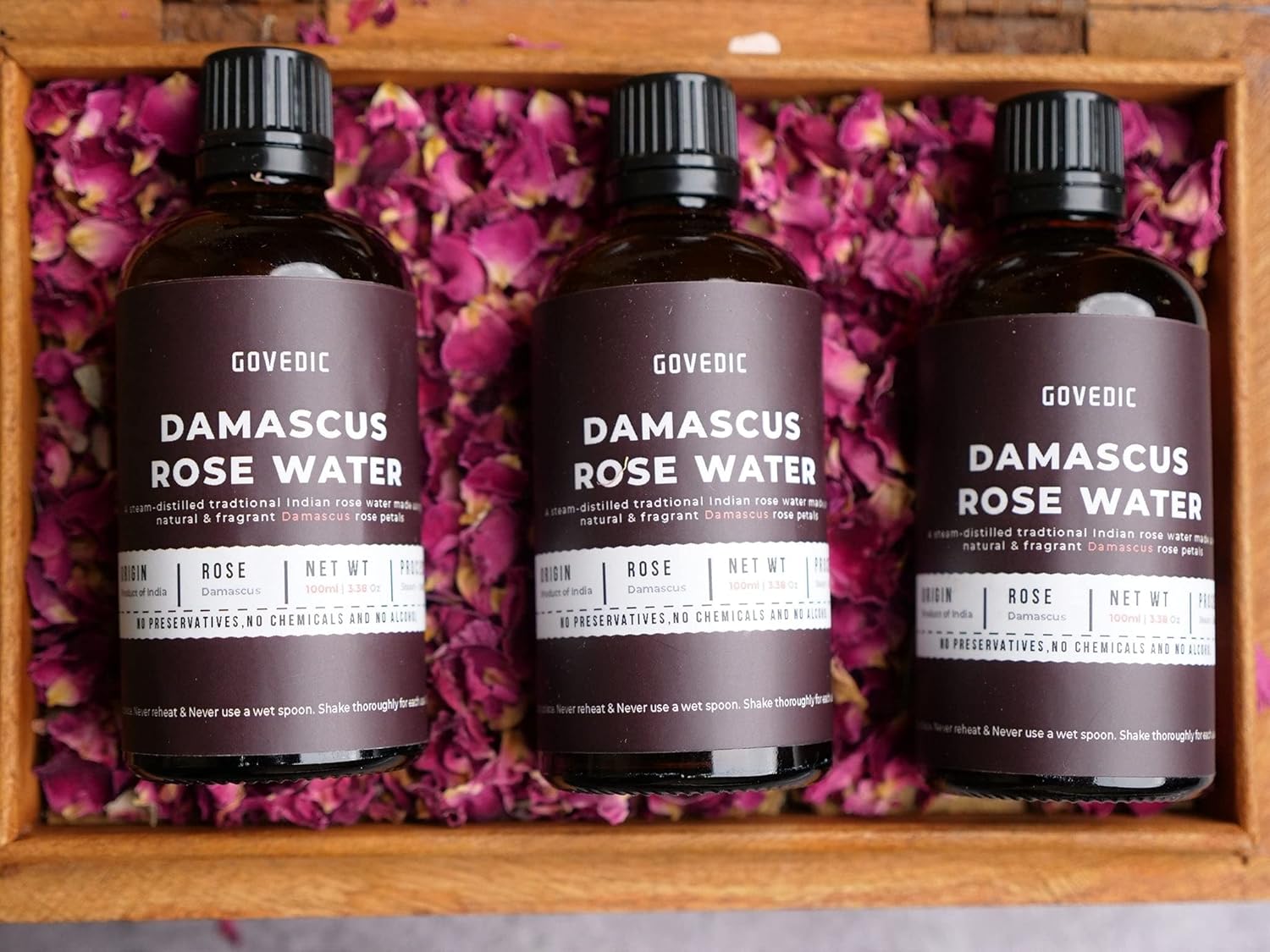 govedic Rose Water for Cooking, Baking, Cocktails | 100% Food Grade Rose Water | Face & Hair Care | Steam-Distilled Edible Damask Rose | 100 ml 3.38 Oz - Image 5