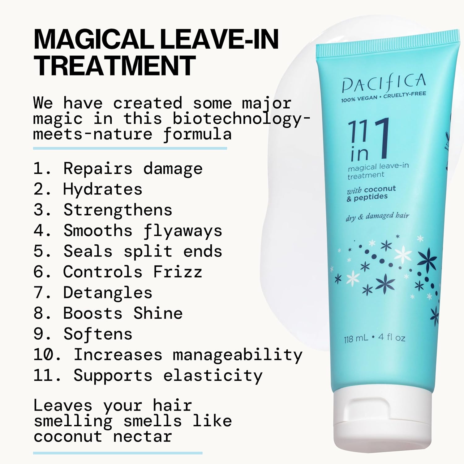 Pacifica Leave In Conditioner - 11 in 1 Magical Hair Treatment - Strengthen & Repair Damaged Hair - Deep Conditioning for Dry Hair Adds Shine & Anti-Frizz for Straight, Wavy & Curly Hair Care, Vegan - Image 2