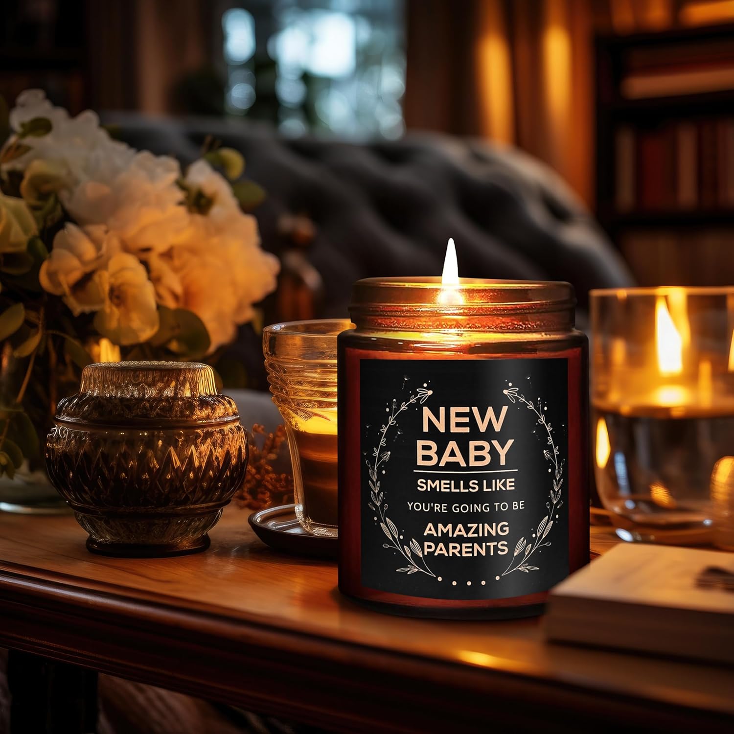 Expecting Parents' Lavender Vanilla Soy Wax Candle - Gender Reveal Gift, 8 oz - Image 4