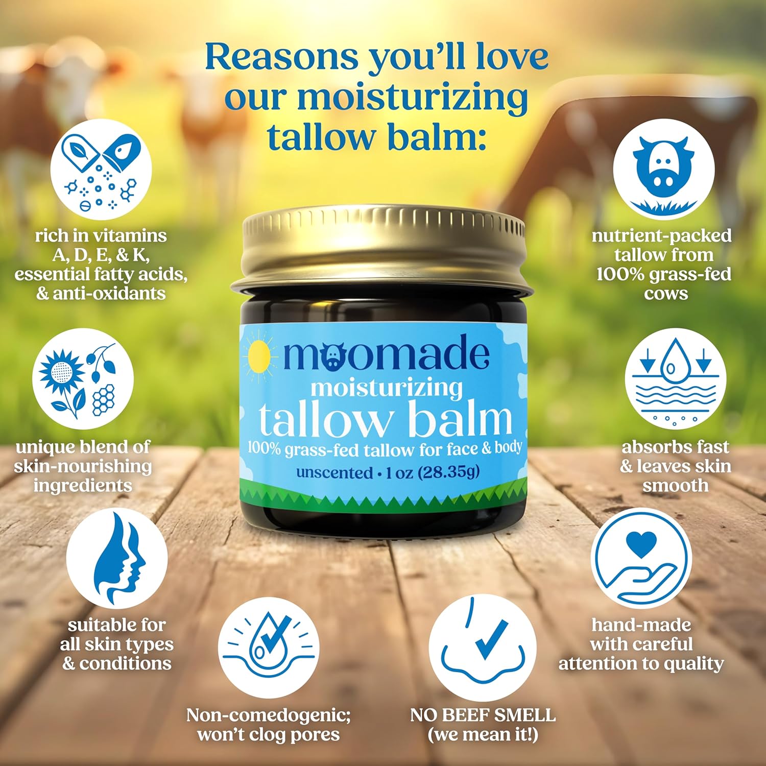 1 oz Unscented Organic Beef Tallow Balm with Rosehip Oil for Face, Body, and Baby Eczema - Image 3