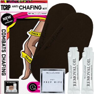 Anti Thigh Chafing Prevention Kit, Includes 1 Pair of Inner Thigh Chafing Pad Espresso, 2 Removal Oil & Prep Wipe by The Chub Rub Patch