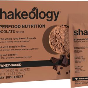 BODi Shakeology 0g Added Sugar Whey Protein Powder Blend, Gluten-Free Shake with Vitamins and Minerals – Helps Support Healthy Weight Loss, Lean Muscle, Gut Health, Chocolate - 14 Servings