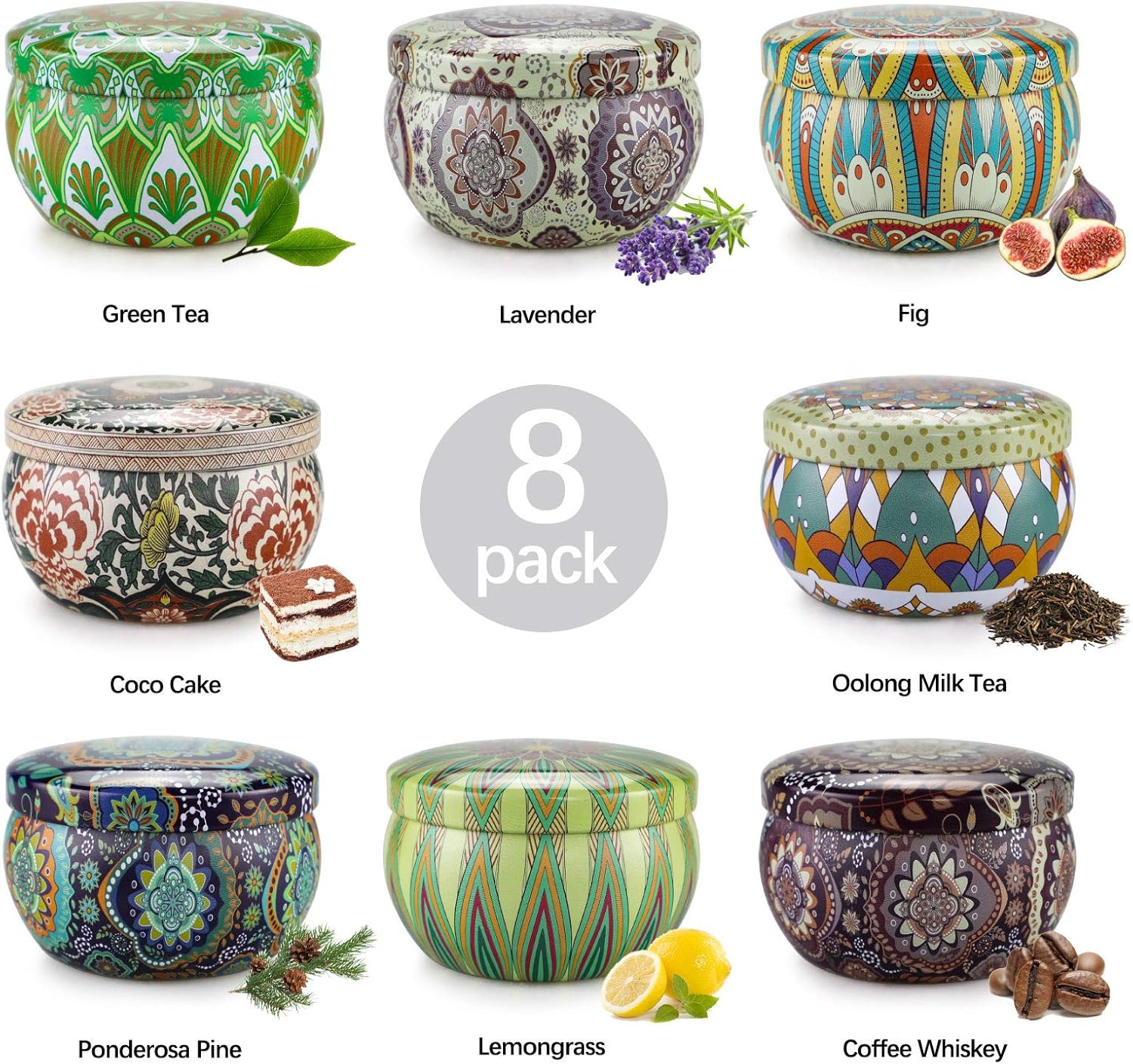 Scented Candles Set, 8 Pack Aromatherapy Candle, Stress Relief & Body Relaxation, 160H Burning, Portable Travel Tin, Candles for Home Scented, Ideal for Yoga, Meditation, Bath, Valentines Day Gifts - Image 2
