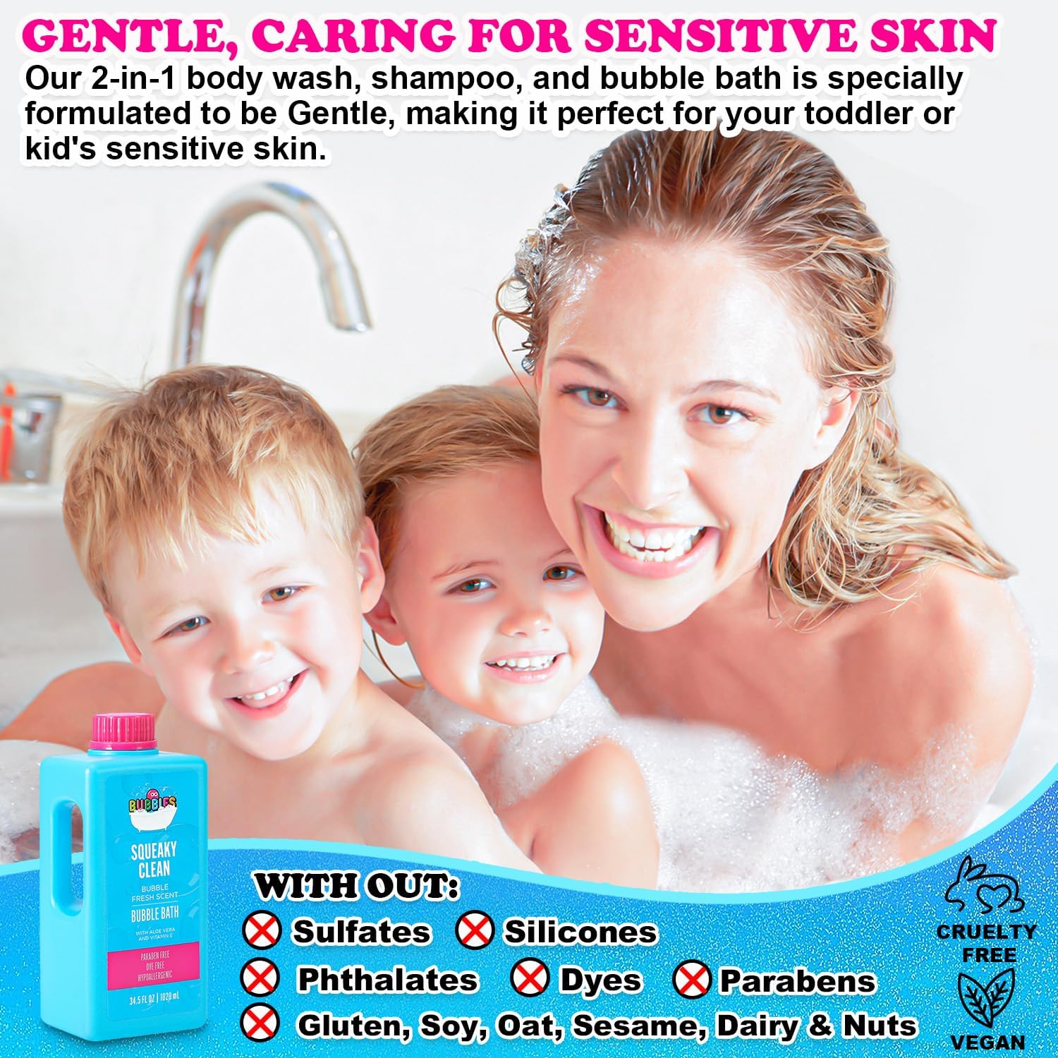 Gentle Baby Kids Body Wash Shampoo Bubble Bath 34.5 Fl.Oz Sensitive Skin Aloe Vera - Image 3