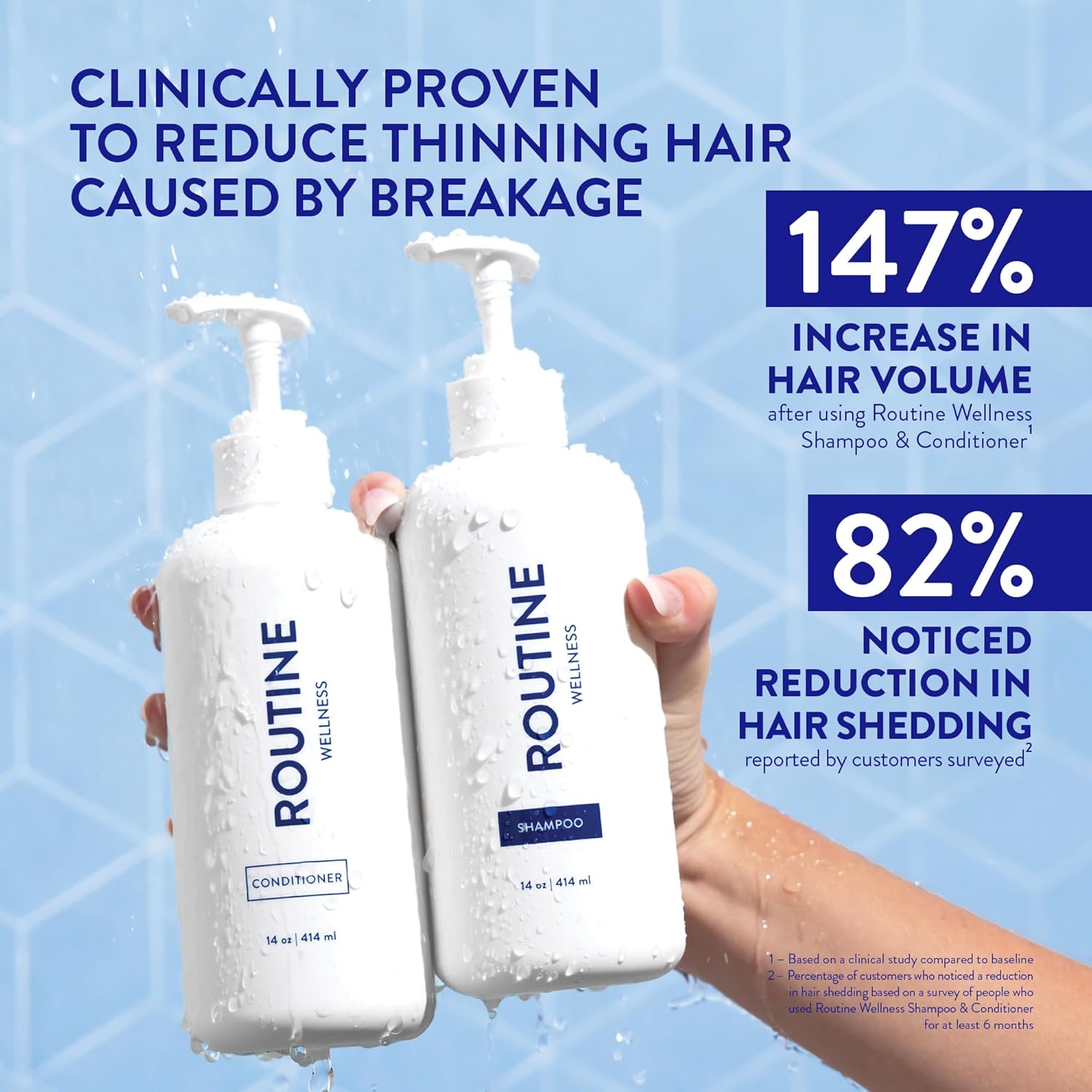 Routine Wellness Anti-Thinning Shampoo and Conditioner Set for Thinning Hair - Biotin DHT Blocker Women & Men - Color Safe Shampoo for Hair Loss & Healthier Hair - Coconut & Vanilla (Pack of 2) - Image 2