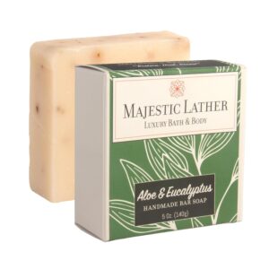 Aloe & Eucalyptus Luxury Bar Soap for Face & Body. Made with Organic Ingredients for Men & Women. For All Skin Types. Natural Cold Process. Made in the USA. 5.0 Oz