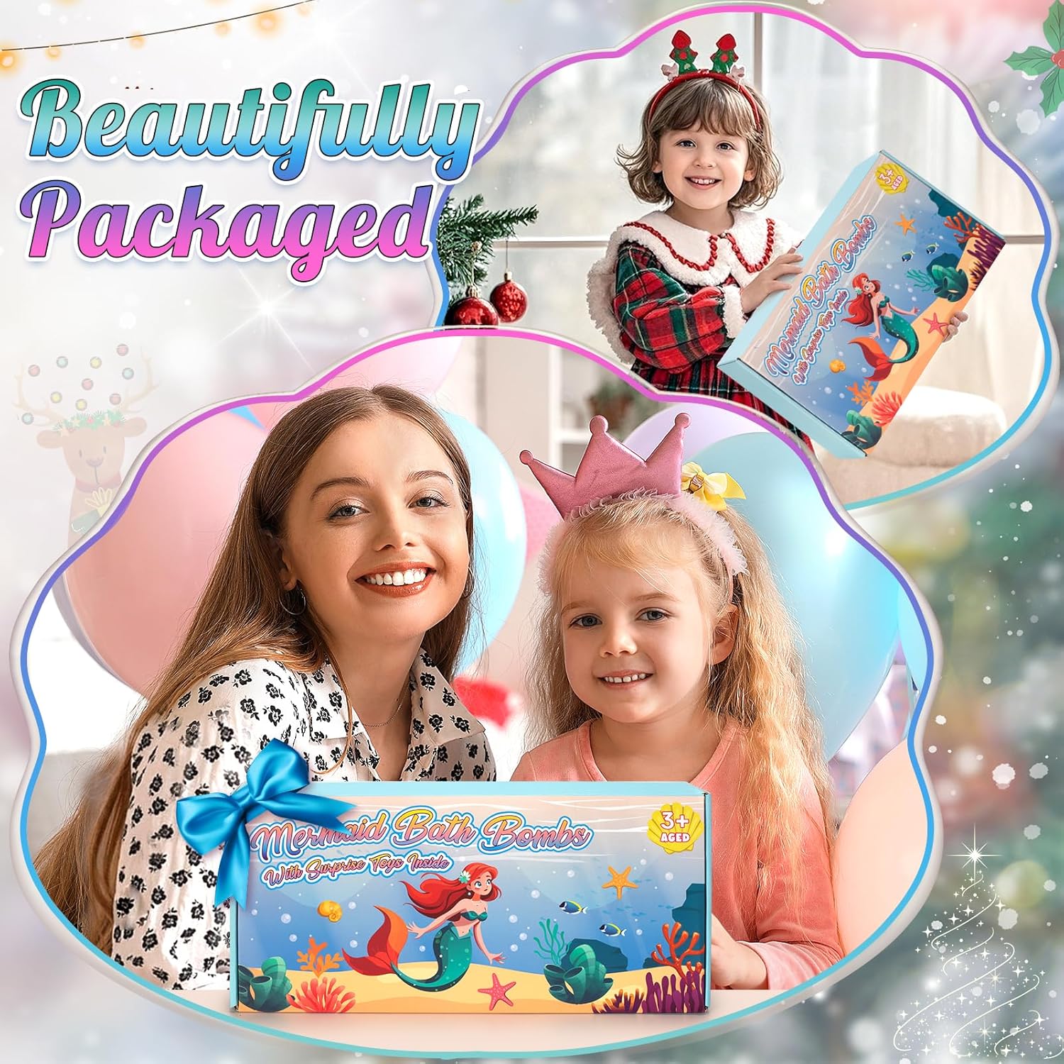 8 Packs Bath Bombs for Kids Girls, Mermaid Bath Bomb with Surprise Toys Inside, Princess Bubble Bath Toys for Kids Aged 4-8, Christmas Birthday Gifts for Girls 3 4 5 6 7 8 - Image 7