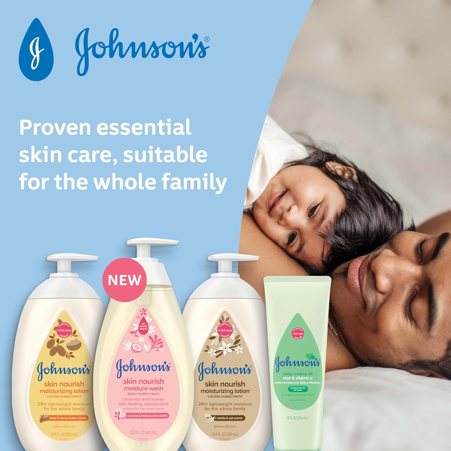 Johnson's Skin Nourish 16.9 fl oz Moisturizing Baby Lotion for Dry Skin Shea Cocoa Butter - Image 2