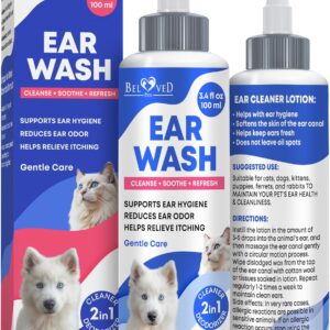Cat & Dog Ear Cleaner Drops & Wash Solution - Yeast Otic Infection Treatment & Itchy Ear Relief for Pet - Wax Remover & Flush Remedy for Any Pets