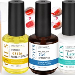 Gel Nail Polish Remover - Quick Gel Polish Remover for Nails in 3-5 Minutes, Gel Nail Remover Kit with Nail Cuticle Oil and Latex Tape, Easy Gel Remover removedor de esmalte gel