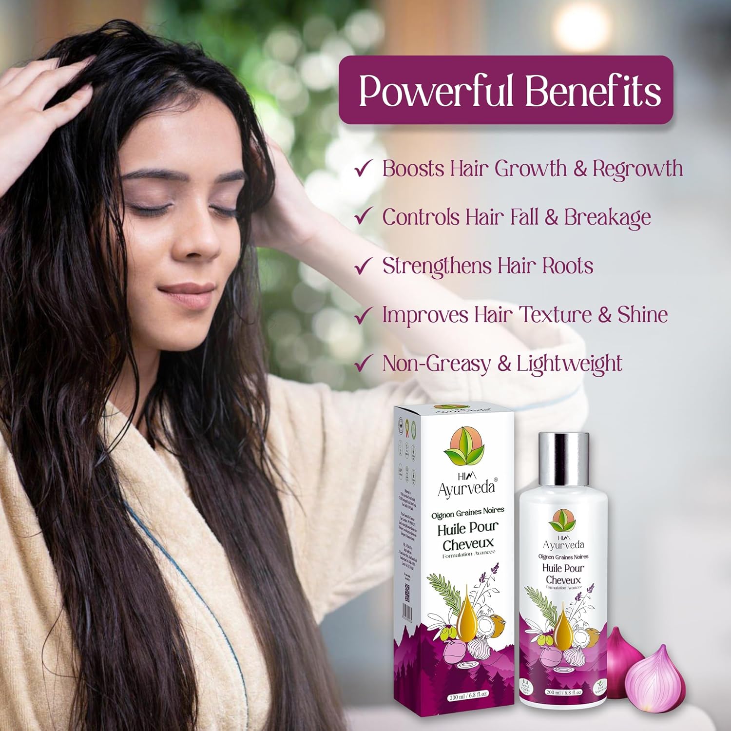Advanced Onion Black Seed Hair Oil with Rosemary | Red onion Hair Oil for Stronger Hair| Infused with 25+ Herbs, Onion & Black Seed | SLS & Paraben Free | 200ML | (pack of 1) - Image 6