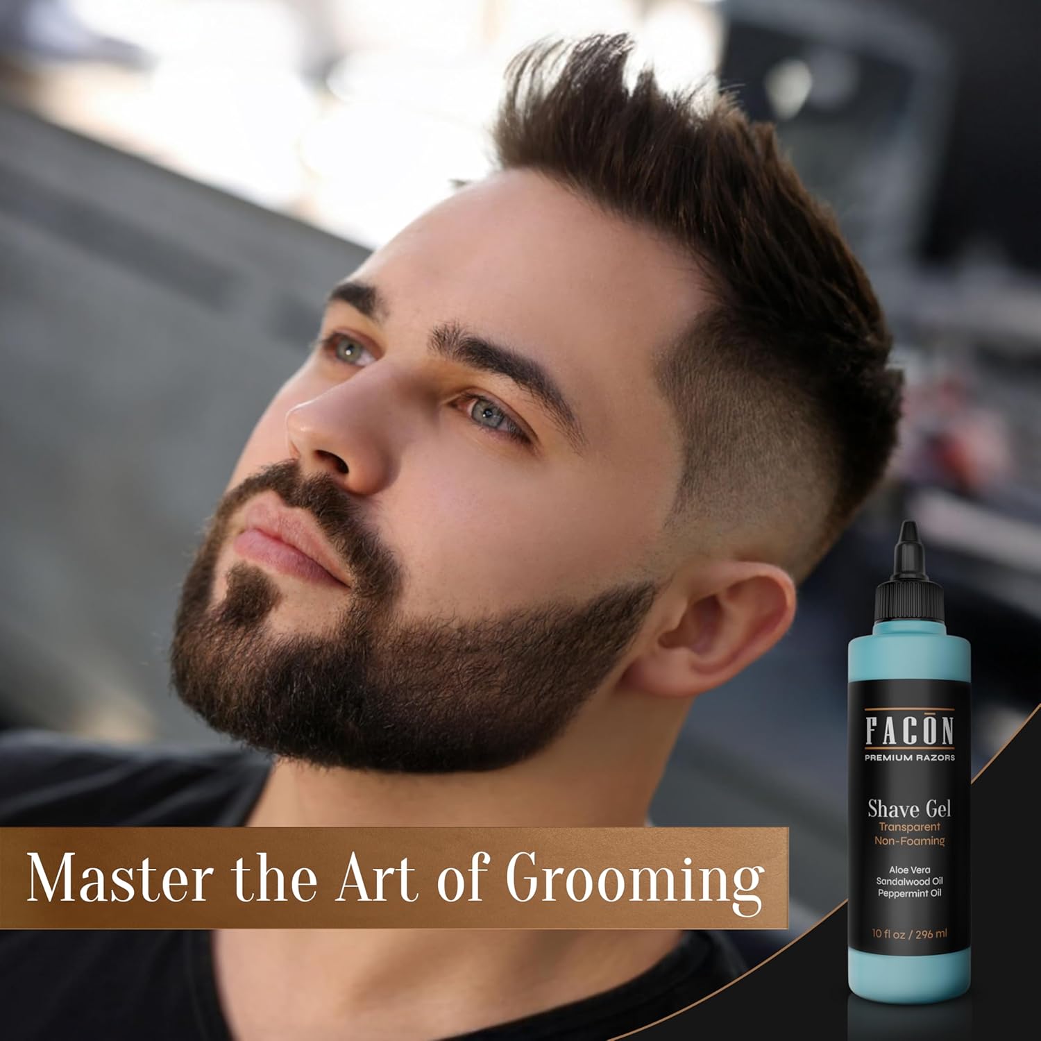 Facón Transparent Shaving Gel for Men w/Aloe Vera, Cooling Menthol, Peppermint & Sandalwood Oil Scent – Clear Non Foaming Straight Razor Shave Gel, Barber Shaving Gel to Prevent Razor Bumps, 10 fl oz - Image 4