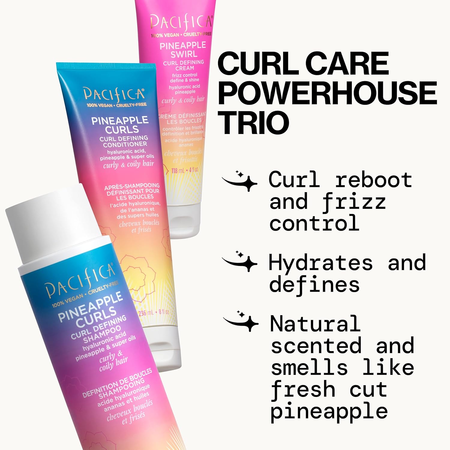 Pacifica Beauty Pineapple Curls Vegan Silicone-Free 3-Step Curly Hair Care Kit - Image 2