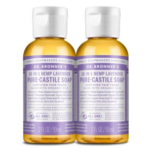 Dr. Bronner's - Pure-Castile Liquid Soap, Made with Organic Oils, 18-in-1 Uses: Face, Body, Hair, Laundry, Pets and Dishes, Concentrated, Vegan, Non-GMO (Lavender, 2 ounce, 2-Pack)