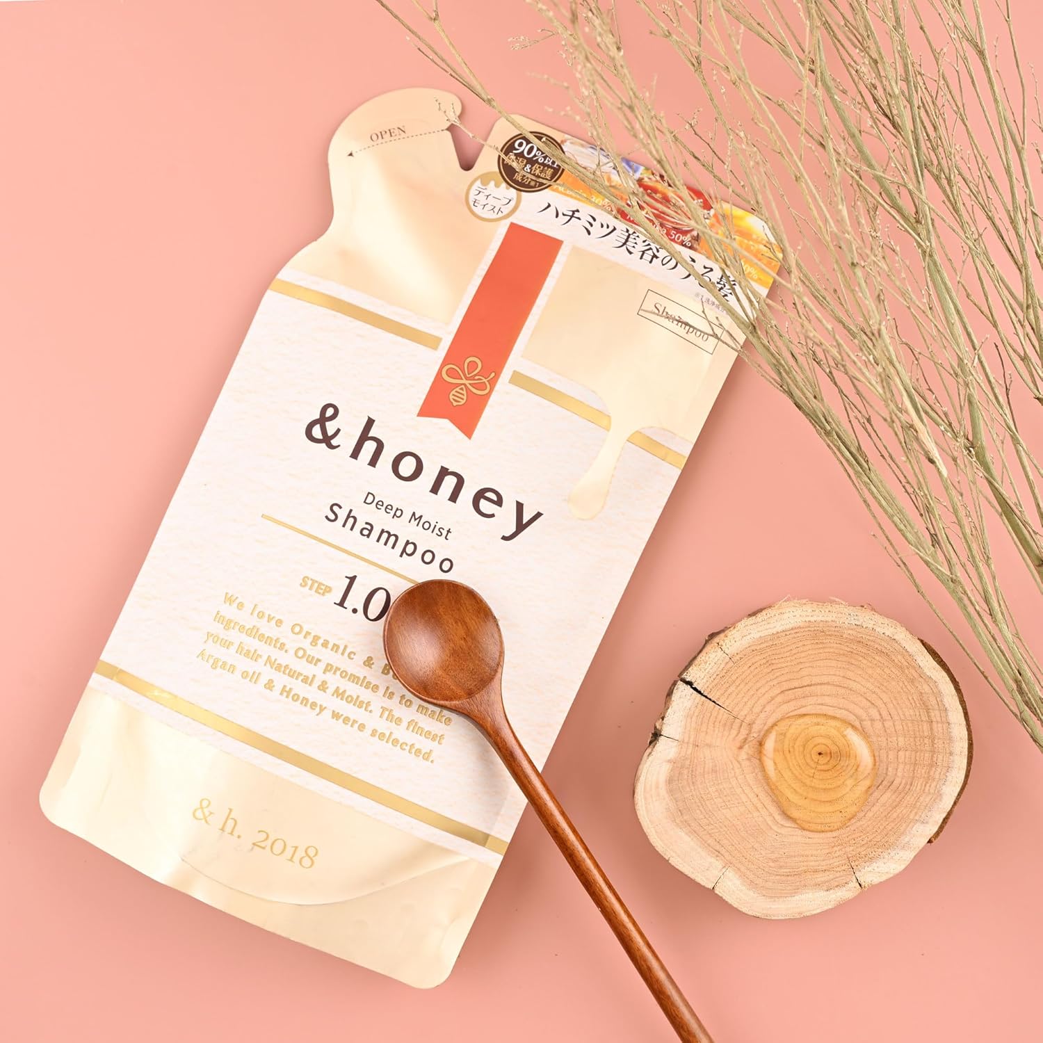 &-Honey Deep Moist Shampoo Refill Pouch 350ml - Moisturizing Honey Shampoo with Argan Oil for Dry Hair - Contains Manuka, Acacia & Japanese Honeys - Image 4