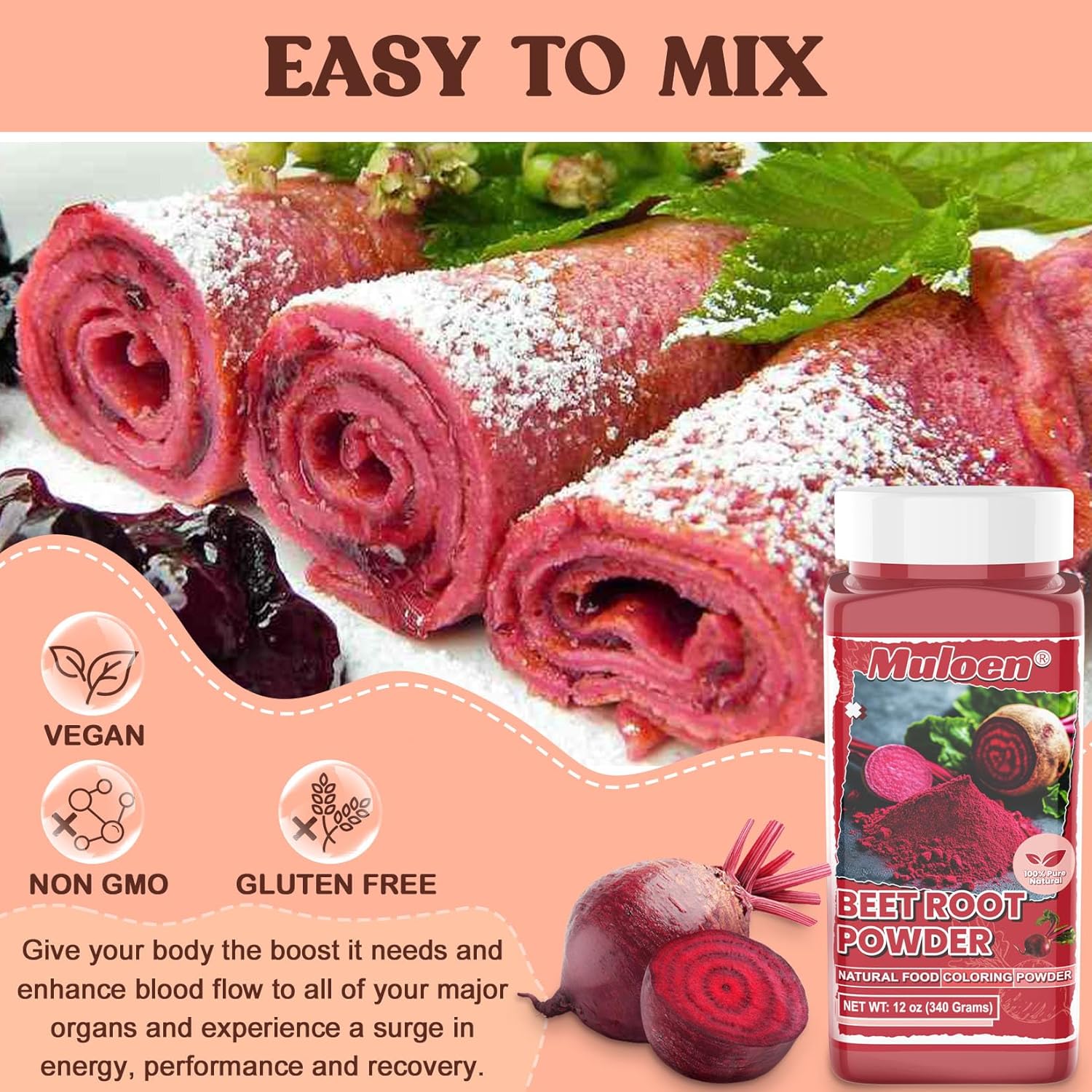 12 oz High Concentrated Beet Root Powder for Smoothies, Cooking, and Baking - Image 3