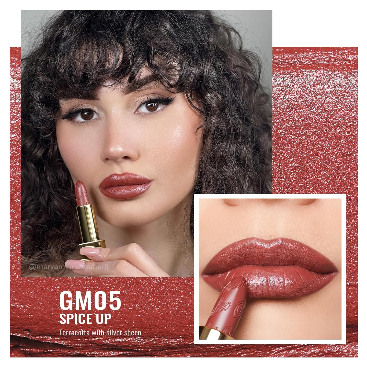 Oulac Vegan Matte Terracotta Lipstick GM05 Spice Up 0.12 oz Creamy Hydrating - Image 2