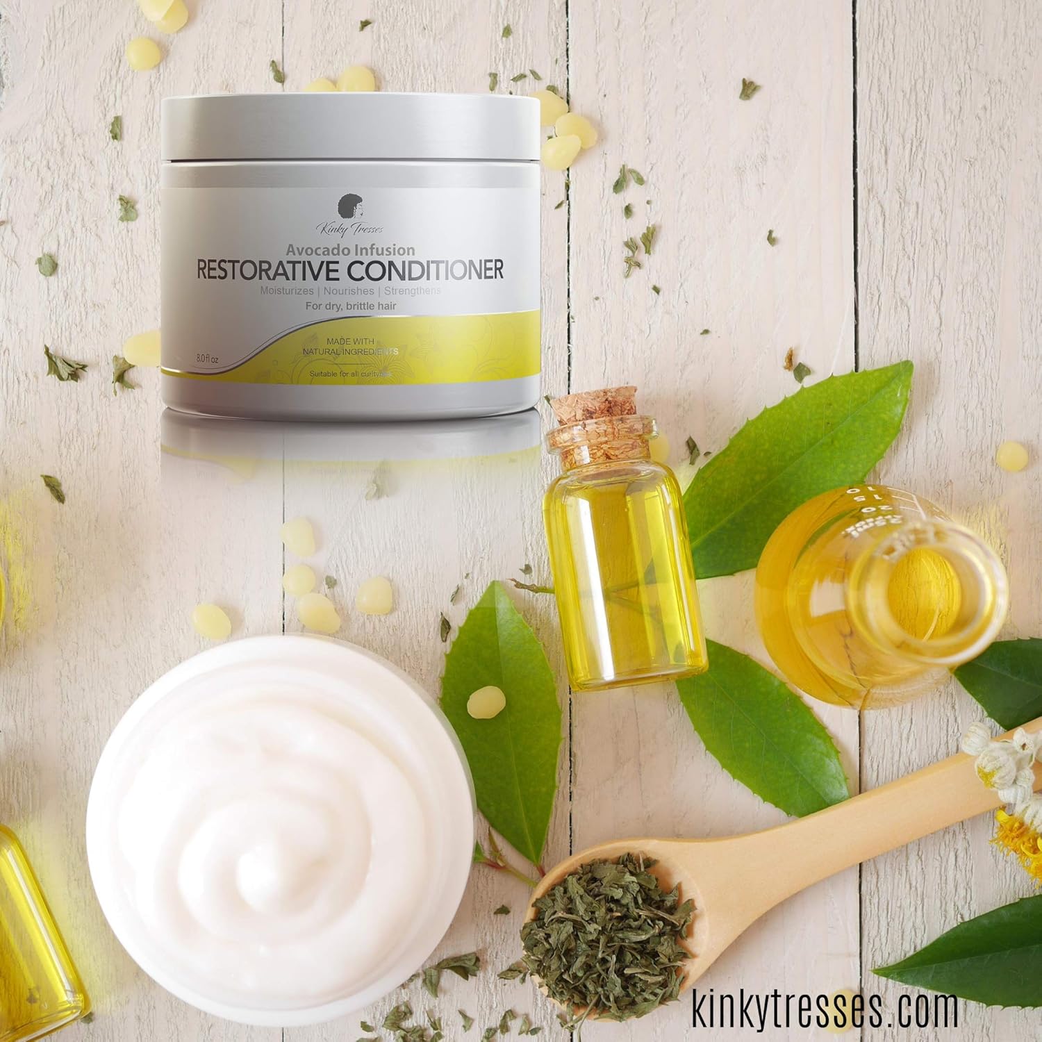Kinky Tresses 8 Oz Moisturizing Avocado Infusion Restorative Conditioner with Silk Amino Acids - Image 3