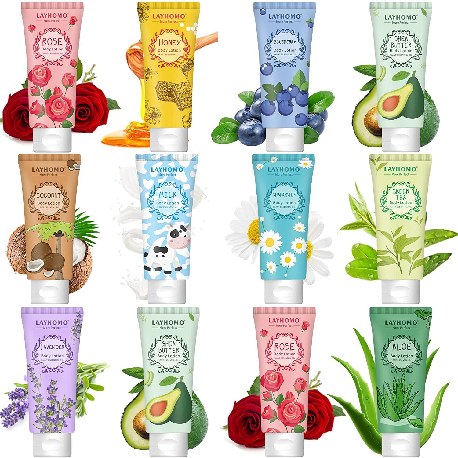 12 Pack Body Lotion Gift Set for Women,Natural Fragrance Body Care Cream Moisturizing Travel Size Body Lotion With Shea Butter and Aloe,Bulk Body Lotion Sets, Christmas Stocking Stuffers Valentines