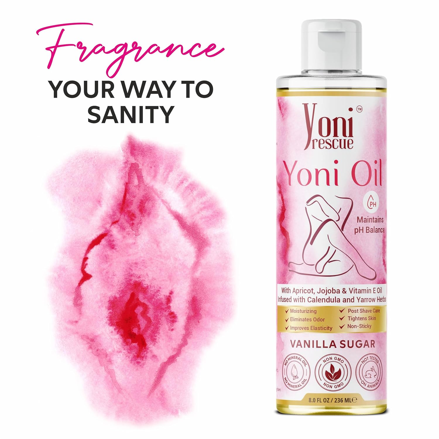 Yoni Oil for Women 8 oz with Apricot, Jojoba, Vitamin E for Dark Spots and Odor Relief - Image 5