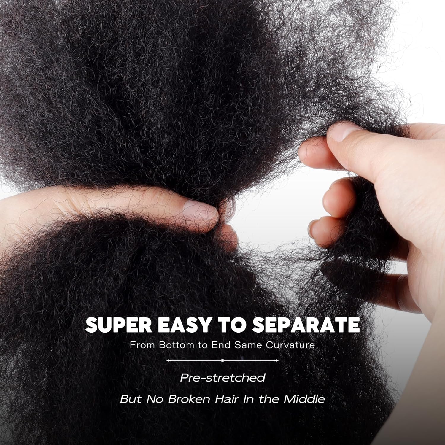 BLL 18 Inch 50g Black 1B Afro Kinky Bulk Human Hair for Mini Twists and Dreadlock Extensions - Image 2