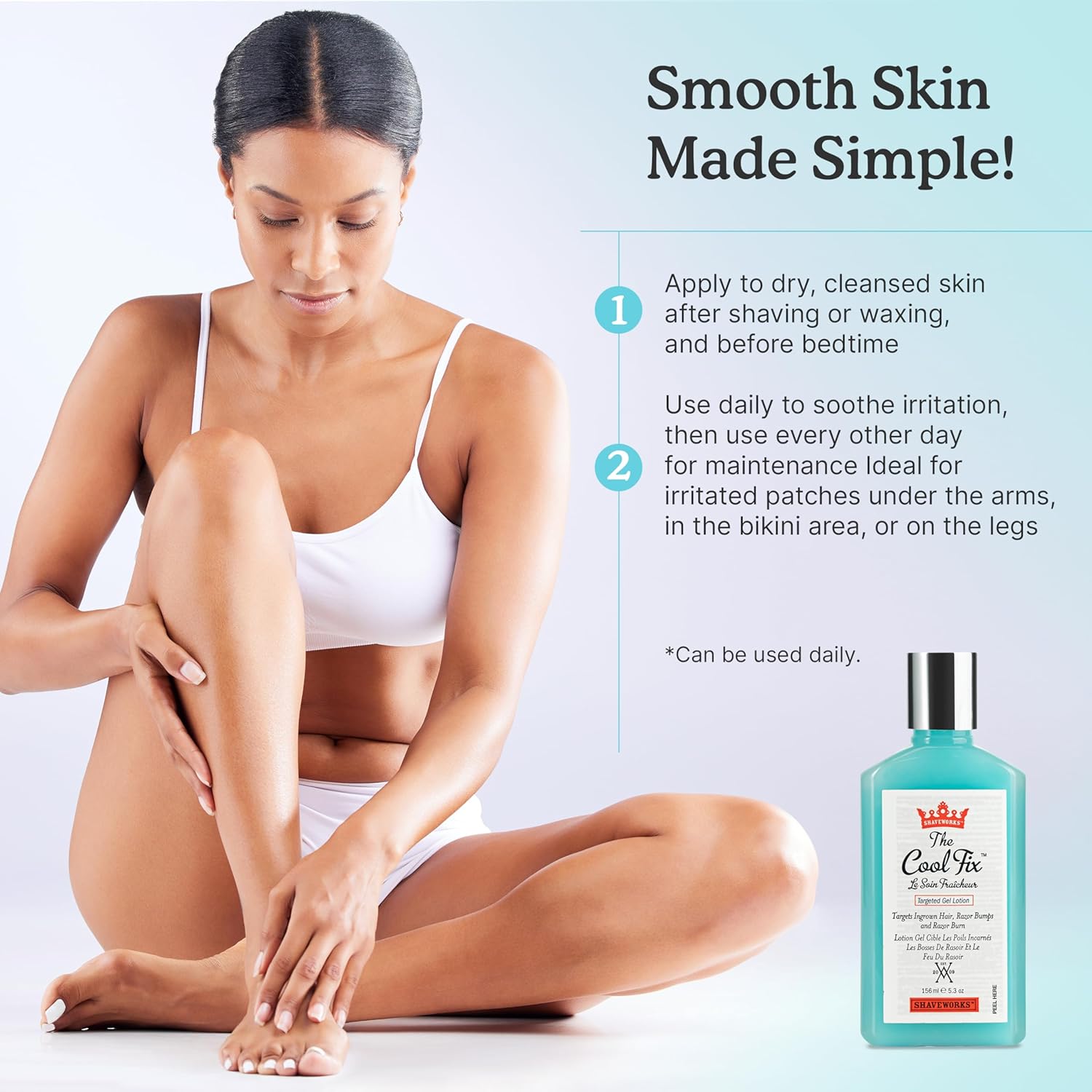Shaveworks The Cool Fix Aftershave for Women: Pubic Hair Removal, Razor Bumps, Razor Burns, Ingrown Hair Treatment – After Shaving Post Waxing Bikini Area Moisturizing Skin Care Gel 5.3 Fl Oz - Image 6