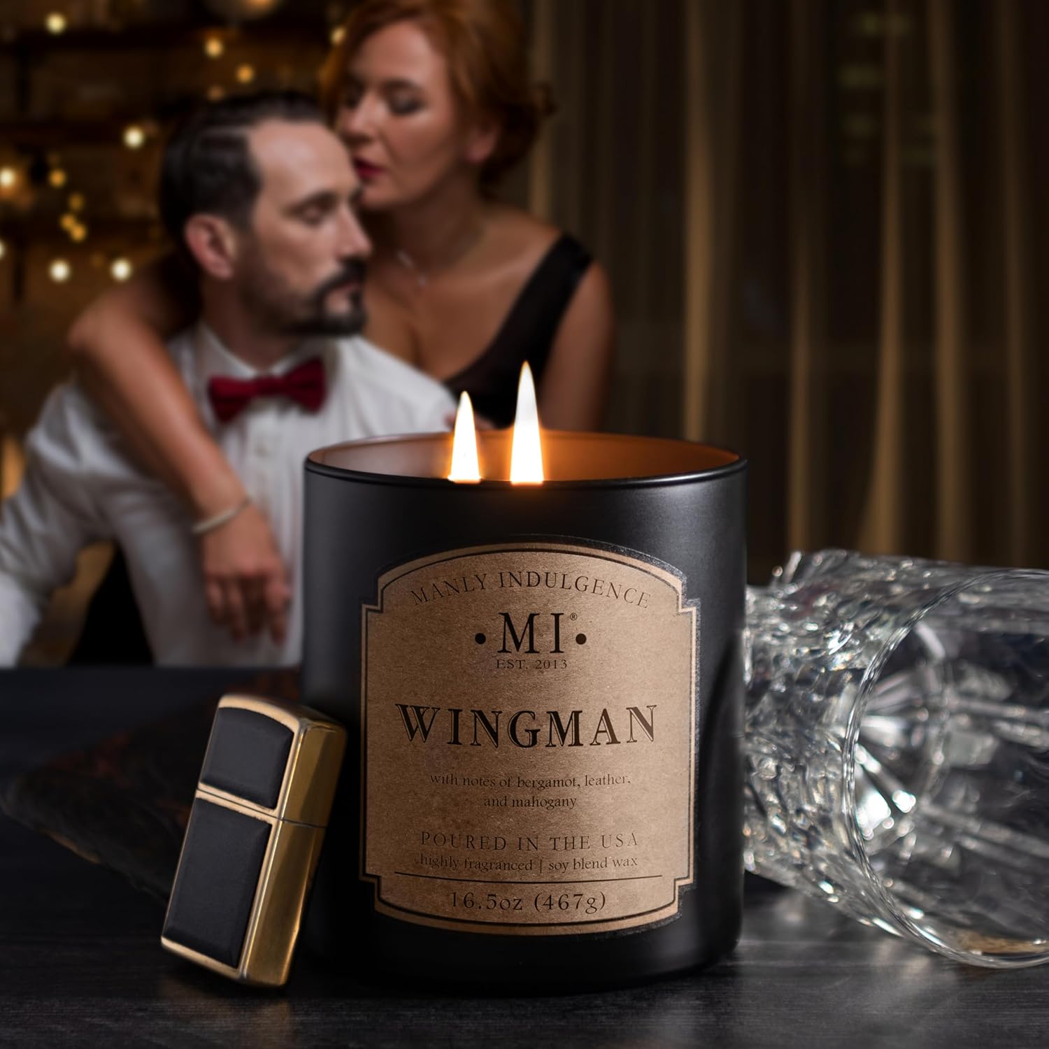 Manly Indulgence Wingman 2 Wick Soy Wax Candle, 16.5 oz, 60 Hour Burn - Image 4