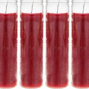 Mega Candles 6 pcs Unscented Red 7 Day Glass Container Devotional Prayer Candles, Premium Wax Candle 2 Inch x 8 Inch, Great for Sanctuary, Vigils, Prayers, Blessings, Religious, Memorials