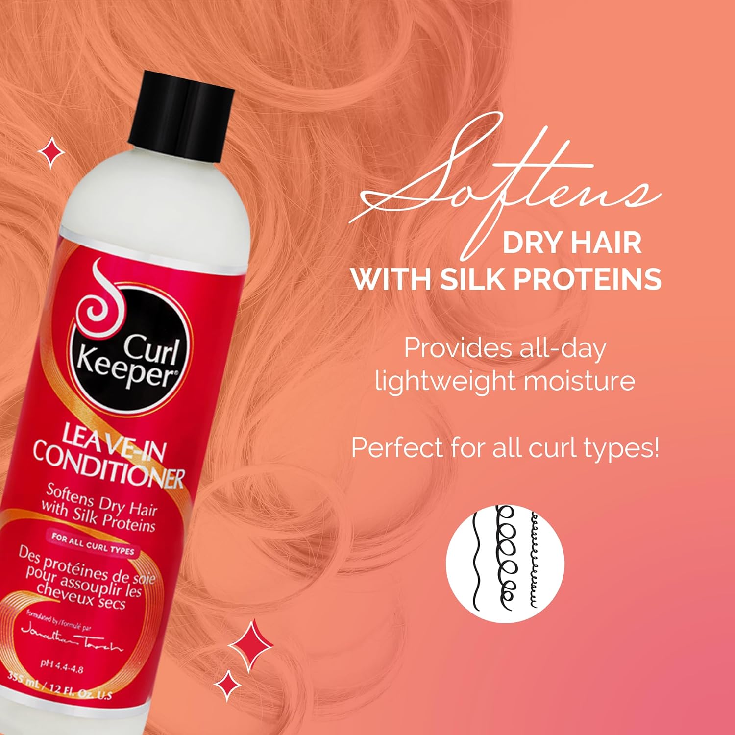 Curl Keeper Lightweight Leave-In Conditioner 12 Fl Oz for All Curl Types with Silk Proteins - Image 2