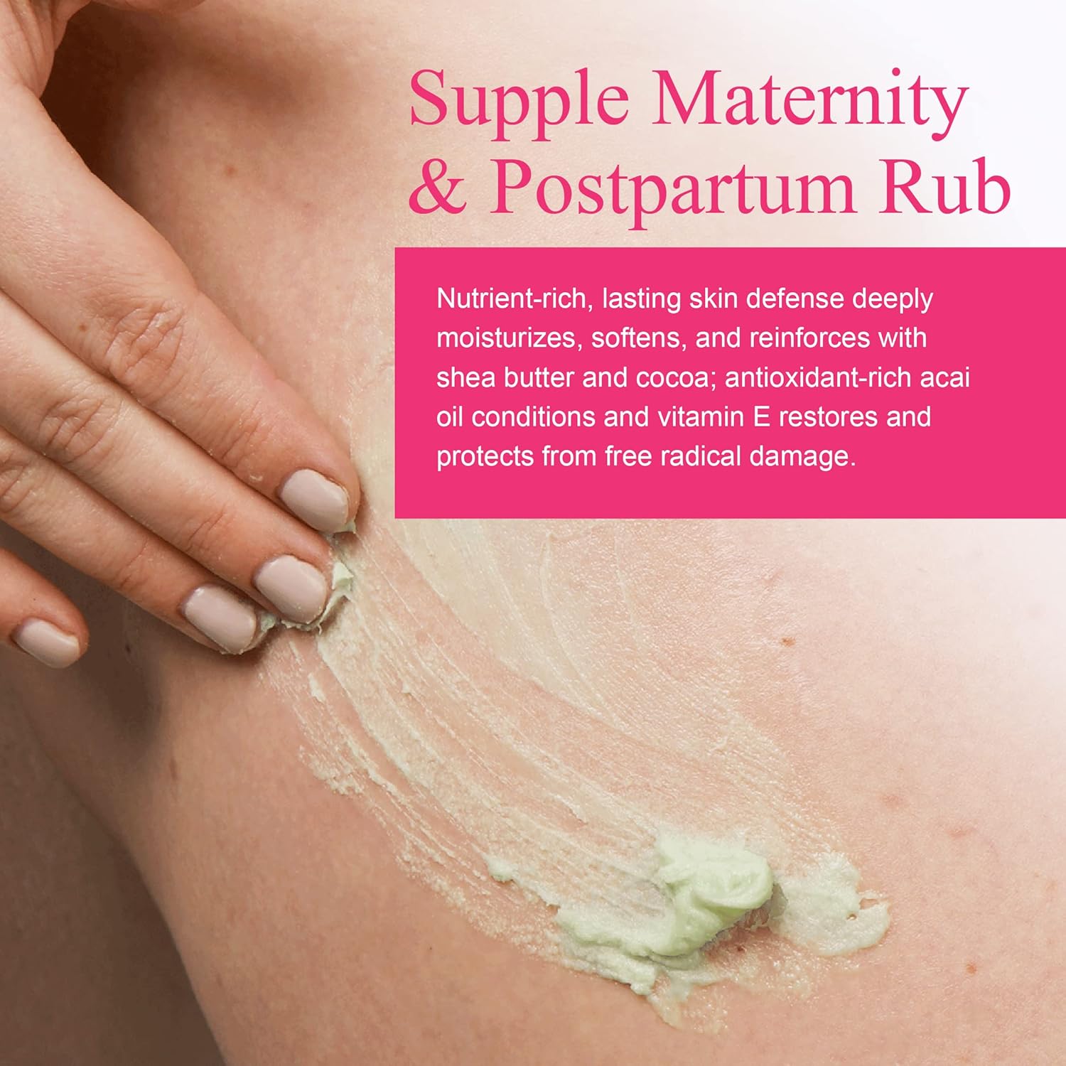100% Pure Vegan Stretch Mark Belly Butter with Shea, Cocoa, Vitamin E 1.35oz - Image 4