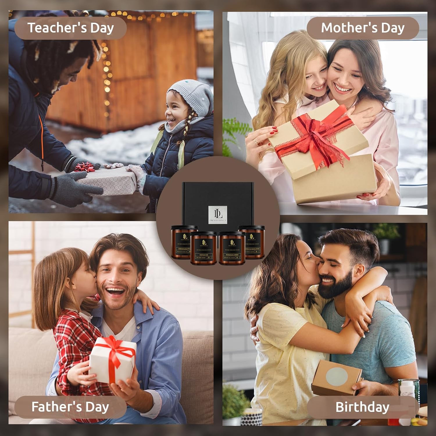 4 Pack Masculine Soy Scented Candles Set: Oak, Magnolia, Sandalwood, Moroccan Amber - Image 6
