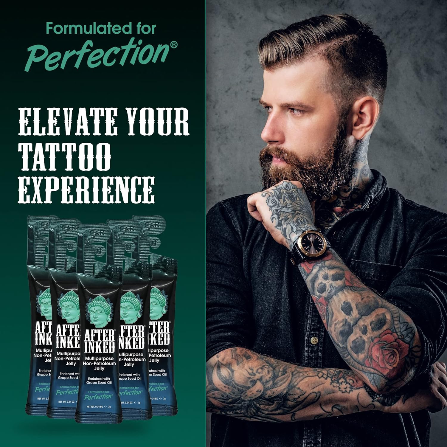After Inked Non-Petroleum Tattoo Aftercare Jelly with Grape Seed Oil 7g Packet 10 Pack - Image 4