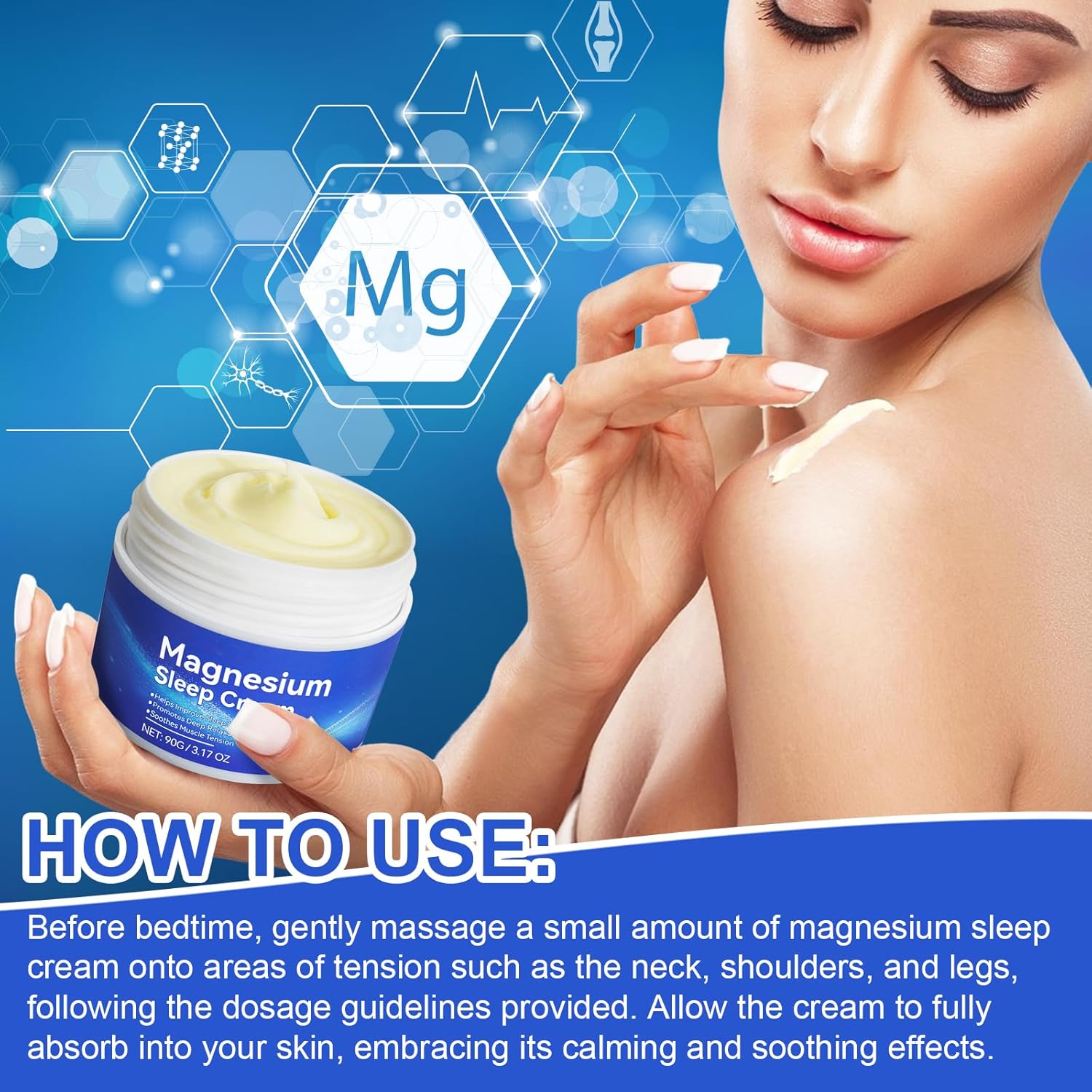 Magnesium Cream, Magnesium Lotion for Sleep, Topical Magnesium Oil Cream for Feet, Legs or Arms, Magnesium Sleep Cream with Essential Oils, Lavender, 3.17 Oz - Safe and Easy to Absorb - Image 7