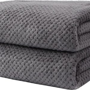 HOMEXCEL Bath Towels Pack of 2, (27 x 54 Inches) Microfiber Ultra Soft Highly Absorbent Bath Towel Set, Lightweight and Quick Drying Towels for Body, Sport, Yoga, SPA, Fitness, Grey