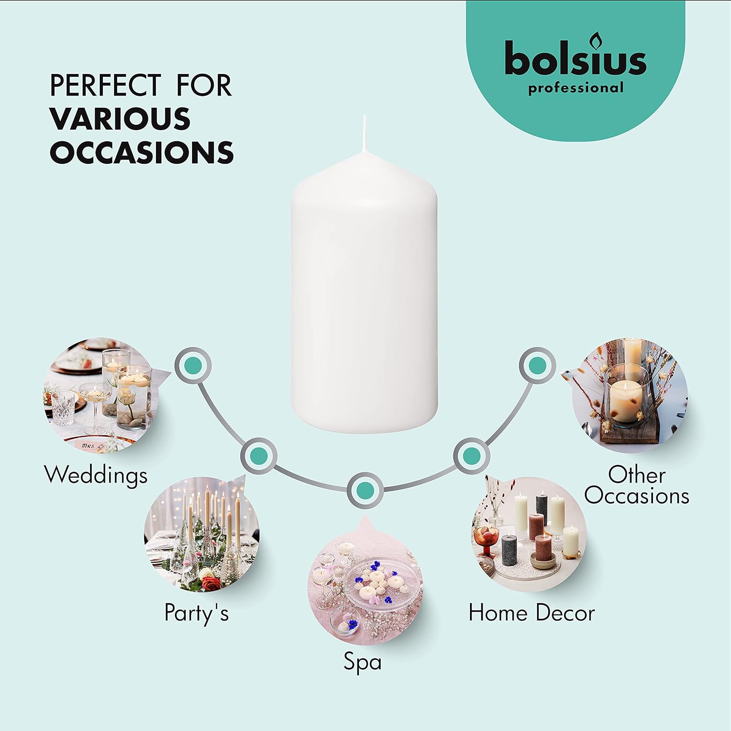 BOLSIUS Unscented White Pillar Candles Set 12 Count 2.7 x 5.1 Inches 43 Hour Burn Time - Image 4