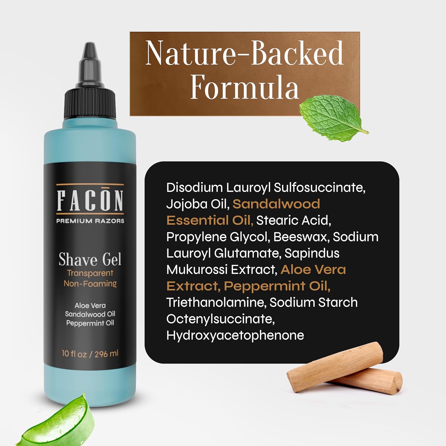 Facón Transparent Shaving Gel for Men w/Aloe Vera, Cooling Menthol, Peppermint & Sandalwood Oil Scent – Clear Non Foaming Straight Razor Shave Gel, Barber Shaving Gel to Prevent Razor Bumps, 10 fl oz - Image 8